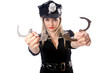 Woman police isolated on white
