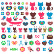 Cute colorful various childish elements for design set