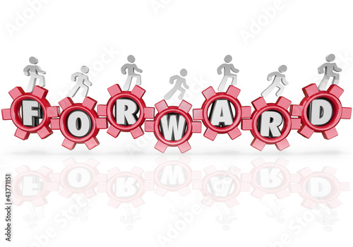Illustration: Forward Team People Marching Walking Progress Movement Forward Team People Marching Walking Progress Movement