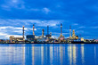 Oil refinery plant along river in Bangkok