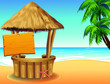 Bar Capanna sulla Spiaggia-Snack Bar on Tropical Beach-Vector