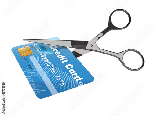 Illustration: scissors cutting credit card 3d illustration scissors cutting credit card 3d illustration