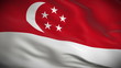 Highly detailed flag of Singapore ripples in the wind. Looped