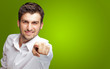 Portrait Of An Businessman Pointing Finger