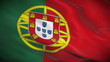 Highly detailed Portuguese flag ripples in the wind. Looped