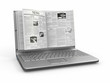 News. Newspaper as  laptop screen on white background.