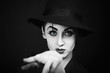 woman mime with theatrical makeup