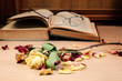 Dry rose and the old book