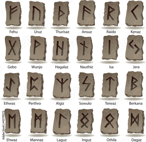 Vector: Set of stone old runes Set of stone old runes
