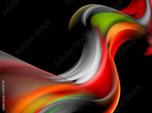 Illustration: Orange waves on black background Orange waves on black background