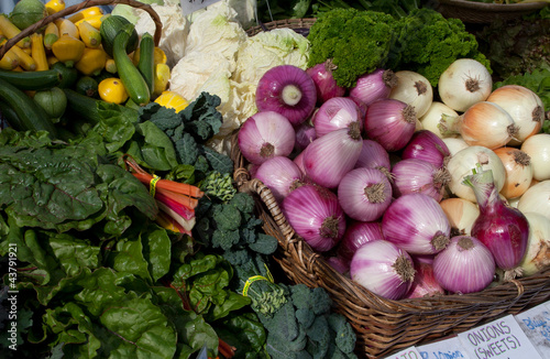 Photo: Vegetable stand at the farmers market Vegetable stand at the farmers market