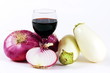 Cipolla rossa,vino rosso,e melanzane bianche