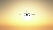 Airplane flying in the sunset 3D render