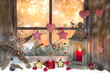 Rustikales weihnachtliches Fenster