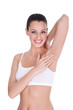 Female touching her clean armpit