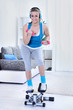 Healthy smiling woman exercising