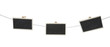 three mini chalkboards on clothesline