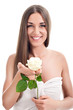 spa woman with rosebud