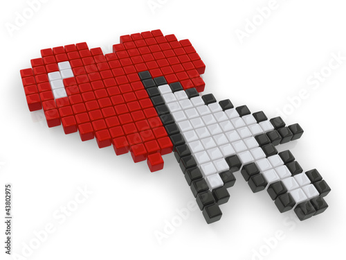 Illustration: Pixel Heart with Cursor Arrow Pixel Heart with Cursor Arrow