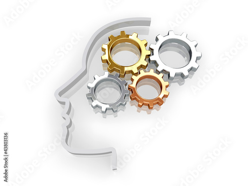 Illustration: Head with Brain Gears Head with Brain Gears