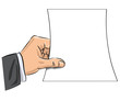Hand Holding Sheet Of Blank Paper