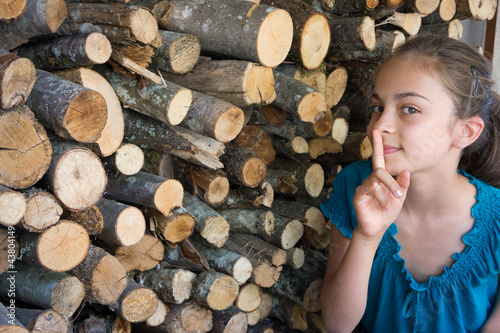 Photo: cachée derrière le bois cachée derrière le bois