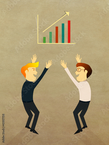 Illustration: Business man celebration with success growth graph Business man celebration with success growth graph