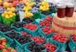 Berries and plums at farmers market