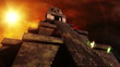 Maya Pyramid Dramatic Scene  Realistic 3D render and clouds foot