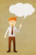 Illustration: Business man with bubble talk tag Business man with bubble talk tag