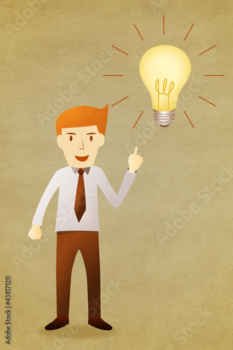 Illustration: Business man with idea lightbulb Business man with idea lightbulb
