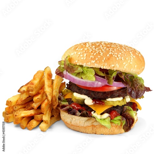 Photo: Burger mit Pommes Frites Burger mit Pommes Frites