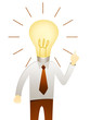 Illustration: Business man with head idea lightbulb Business man with head idea lightbulb