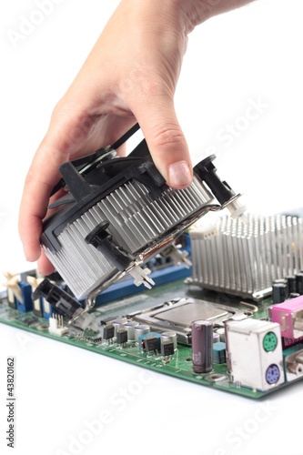 Photo: Computer mainboard hardware and installation fan Computer mainboard hardware and installation fan