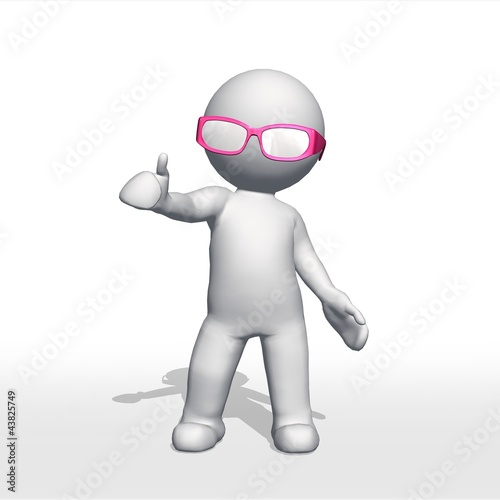 Illustration: Happy with pink glasses (white man) Happy with pink glasses (white man)