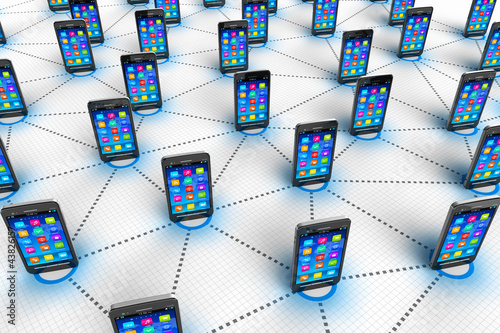 Illustration: Social network and mobilie communication concept Social network and mobilie communication concept