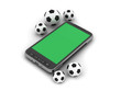 Illustration: Soccer balls and mobile phone Soccer balls and mobile phone