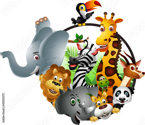 Ilustração vetorial : Funny wild African animal cartoon Funny wild African animal cartoon
