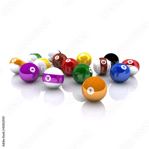 Illustration: 3D rendered isolated Billiard balls 3D rendered isolated Billiard balls