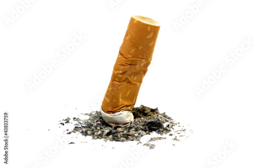 Photo: Cigarette butt with ash Cigarette butt with ash
