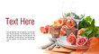 Template with festive table setting with roses
