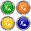 Vier Buttons: Wartungsarbeiten