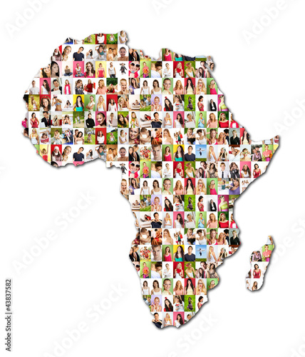 Foto: map of africa with a lot of people portraits map of africa with a lot of people portraits
