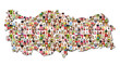 map of turkey with a lot of people portraits