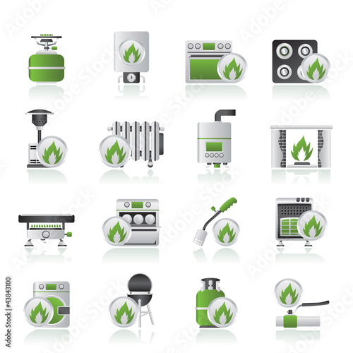 Vector: Household Gas Appliances icons - vector icon set Household Gas Appliances icons - vector icon set