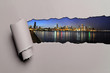 Photo: Torn Paper With Chicago Skyline Torn Paper With Chicago Skyline