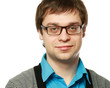 Photo: Portrait of happy smiling young man wearing glasses Portrait of happy smiling young man wearing glasses