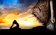 Yoga silhouette on the beach