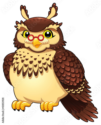 Vector: Funny owl. Cartoon and vector isolated character. Funny owl. Cartoon and vector isolated character.
