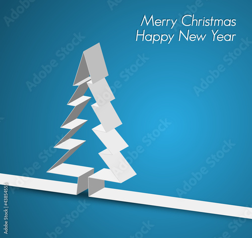 Vector: Merry Christmas card made from paper stripe Merry Christmas card made from paper stripe